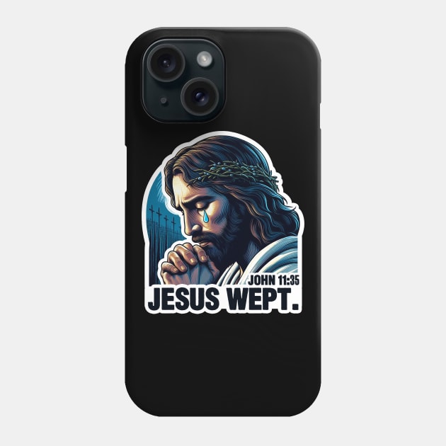 John 11:35 Jesus Wept Bible Quote Garden of Gethsemane Phone Case by Plushism