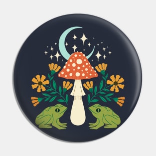 Moonlight Frogs and Mushroom Pin