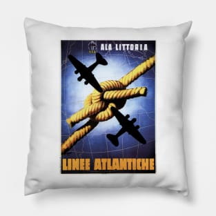 ALA LITTORIA Atlantic Lines Art Deco Vintage Italian Airline Travel Pillow