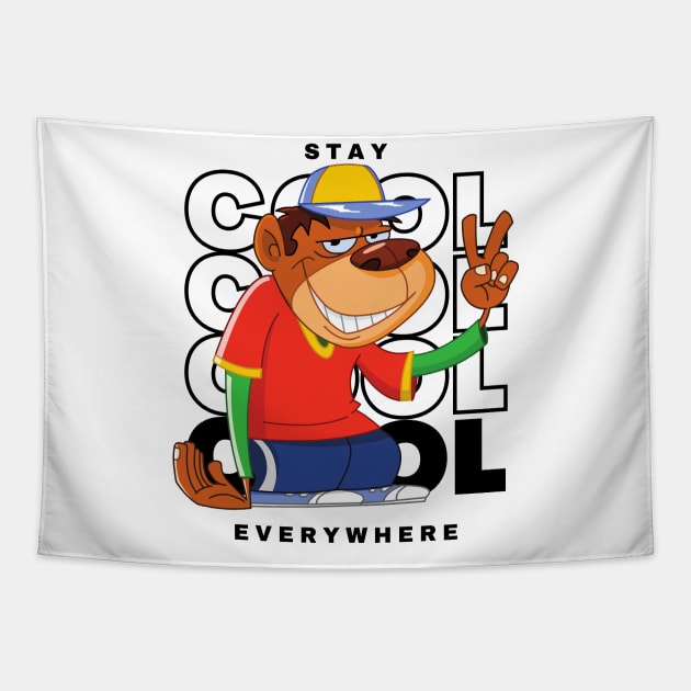 Stay Cool - Monkey Art Tapestry by Pearsville