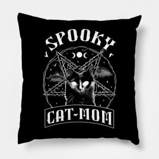 Spooky Cat Mom - Goth Halloween Retro Vintage Pillow