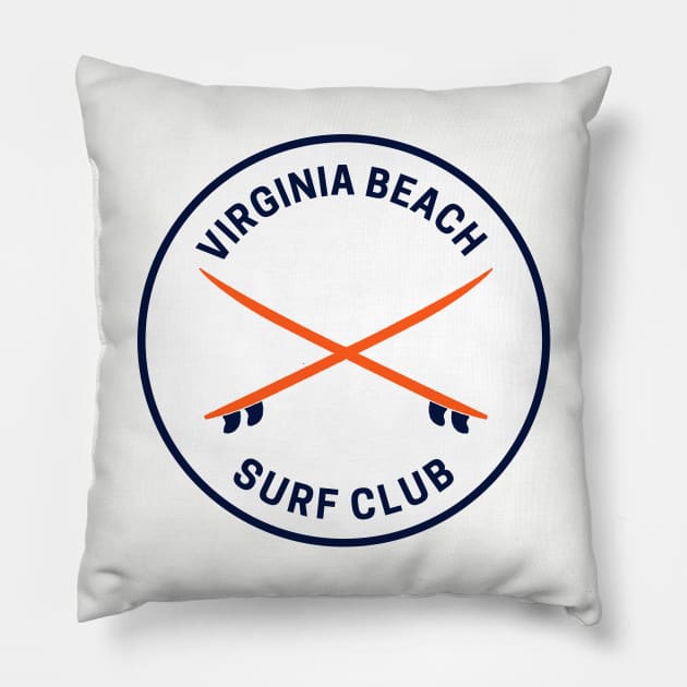 Vintage Virginia Beach Surf Club Pillow by fearcity