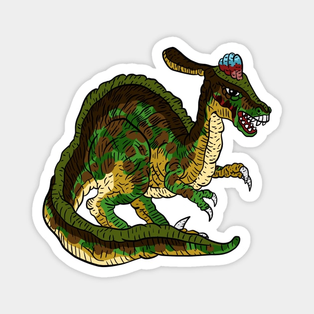 dinosaur, green dino illustration. angry rex. Magnet by JJadx