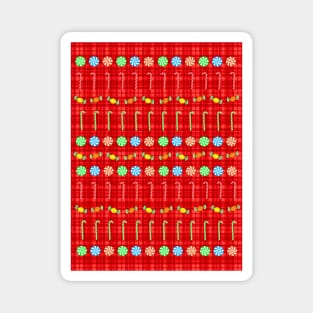 CHRISTMAS Candy On Red Plaid Magnet