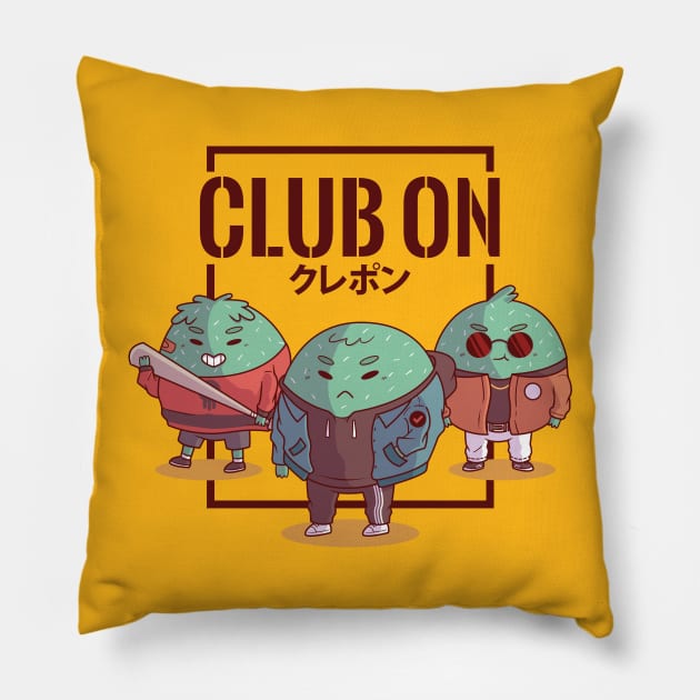 Club On Biker Gang Pillow by gunyuloid