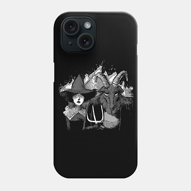 Halloween witch and demon American Gothic Phone Case by Carlos CD