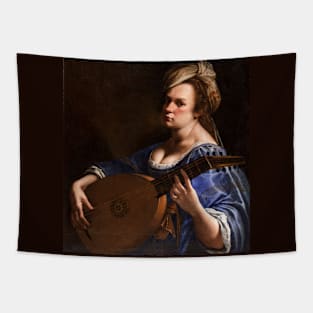 Self-Portrait as A Lute Player by Artemisia Gentileschi Tapestry