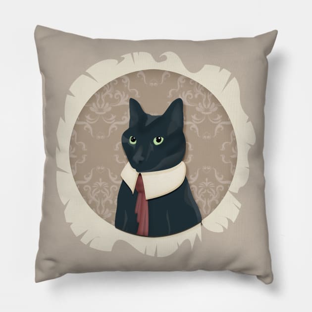 Classy Cat Portrait Pillow by DearTreehouse