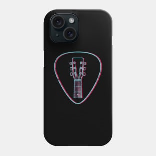 3D Acoustic Guitar Headstock Guitar Pick Dark Theme Phone Case