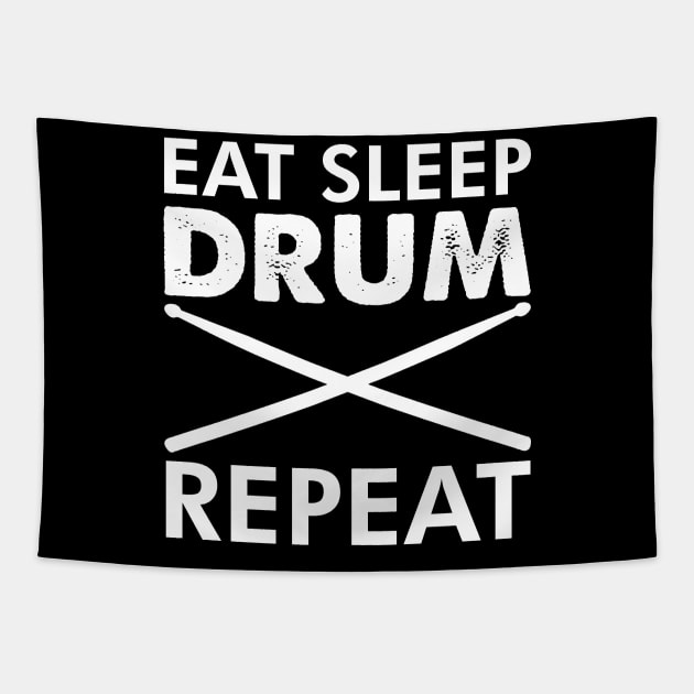 Eat Sleep Drum Repeat Marching Band Drummer Design Tapestry by TDDesigns