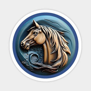 Horse clay logo blue Magnet