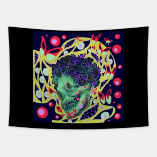 the floral death with a smile ecopop butterfly Tapestry