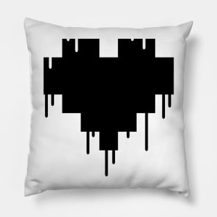 Black Dripping Pixel Heart Pillow