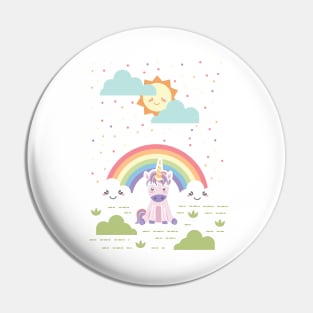 Kawaii Rainbow + Sun + Unicorns Pin