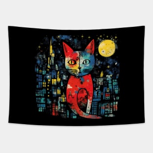 Night city cat Tapestry