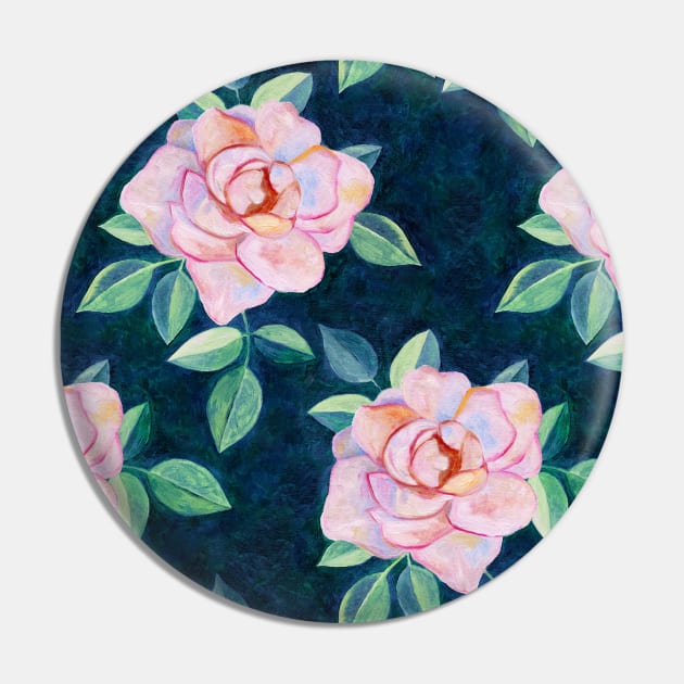 Simple Pink Rose Oil Painting Pattern Pin by micklyn