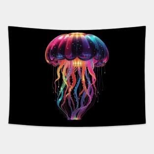 Glowing Rainbow Jellyfish Tapestry