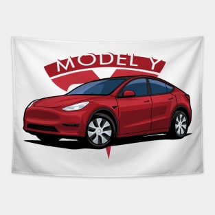 Model Y electric car red Tapestry