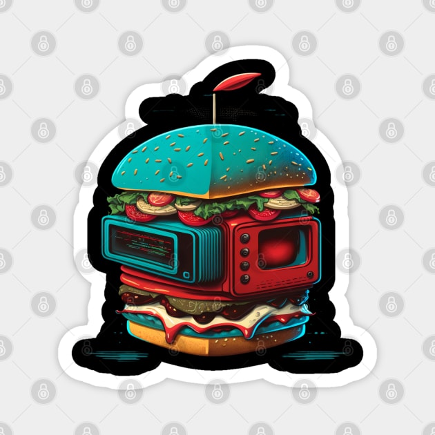 Retro  Burger For robotics enthusiasts and food lovers Burger Robot Magnet by RetroZin