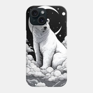 Monochromatic Polar Bear in Night Phone Case