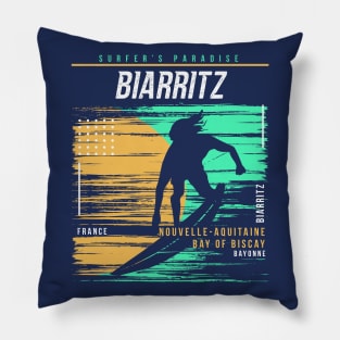 Retro Surfing Biarritz, France // Vintage Surfer Beach // Surfer's Paradise Pillow