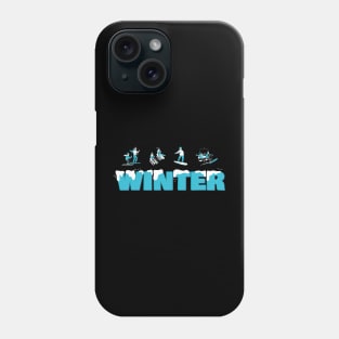 Winter Symbols Ski Sled and Snowboarder Phone Case