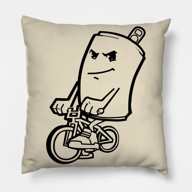 Aluminium Can Riding a Bike Pillow by castrocastro