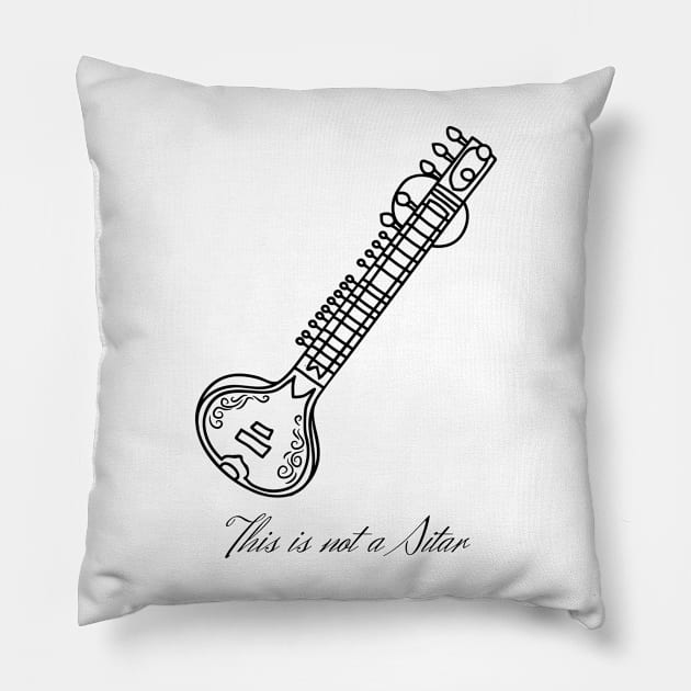 This is not a Sitar (black design) Pillow by firstsapling@gmail.com