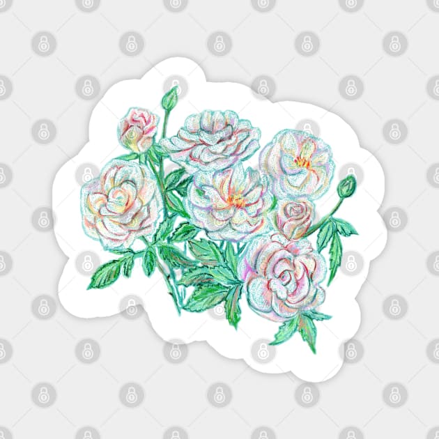 White roses pastel artwork Magnet by olgart