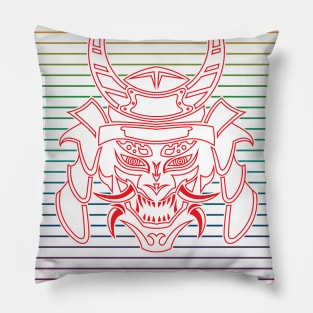 The Legend Of Red Samurai Mask Retro Pillow