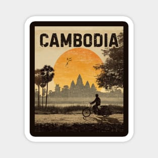 A Vintage Illustration of Cambodia Magnet