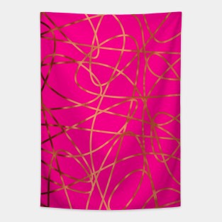 Pink With Scribbles Tapestry