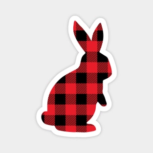 Buffalo Plaid Rabbit (red/black) Magnet