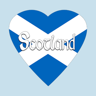 Scottish Flag Heart with "Scotland" Text T-Shirt