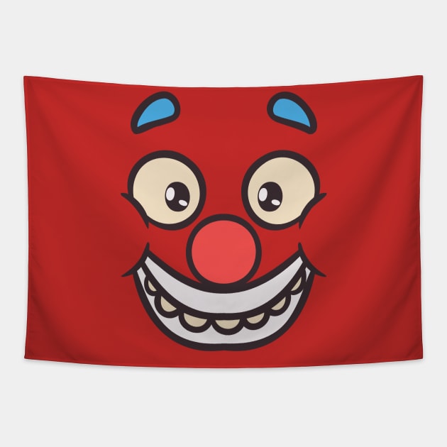 Funny Clown Face Cartoon Illustration Tapestry by unlesssla