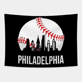 Philadelphia Downtown Baseball Philly Skyline Tapestry