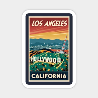 A Vintage Travel Art of Hollywood - Los Angeles - California - US Magnet