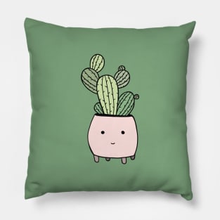 Smiling cactus in pink flowerpot Pillow