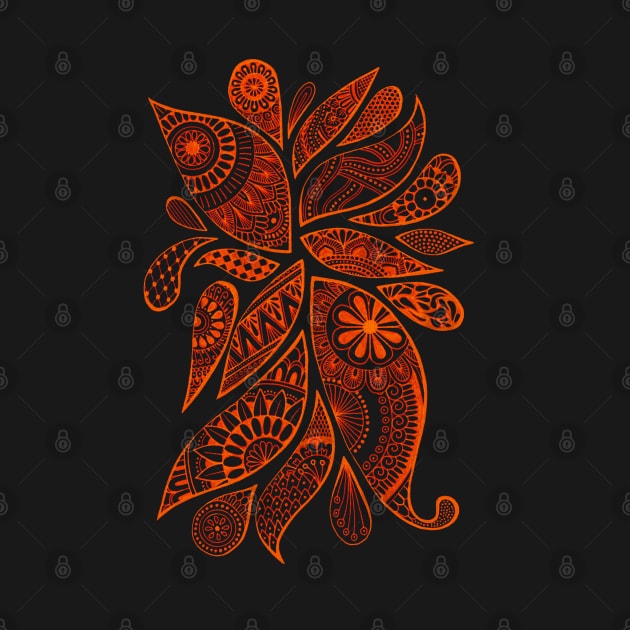 Abstract Zentangle Swirls Design (orange on black) by calenbundalas