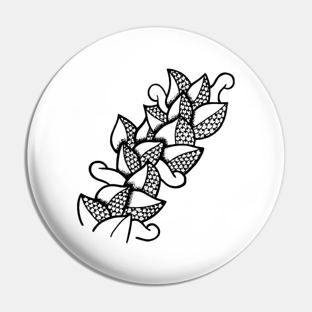 Long Beautiful Flower Doodle Art Pin by VANDERVISUALS