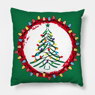 Holiday Classic Christmas tree with Chirstmas lights Pillow