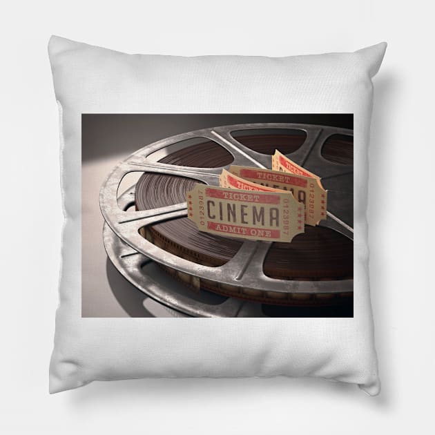 Cinema tickets and movie reel (F010/7798) Pillow by SciencePhoto