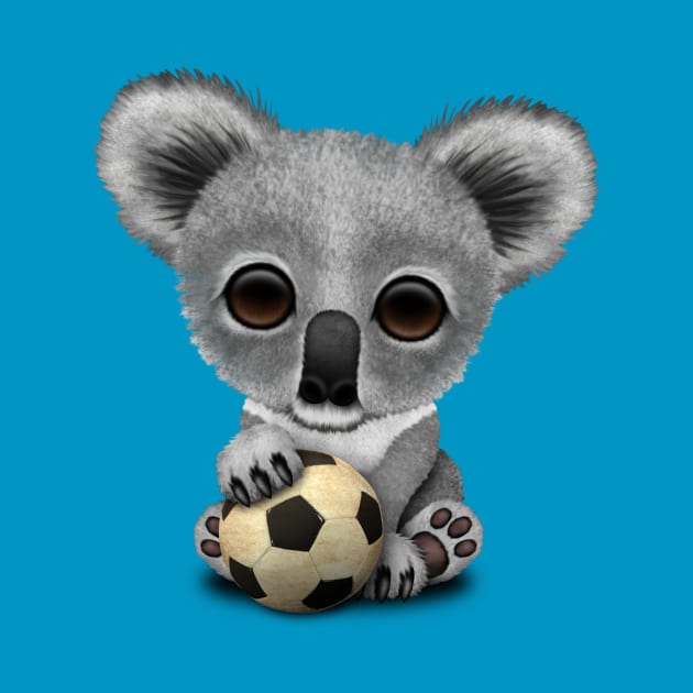 Cute Baby Koala With Football Soccer Ball by jeffbartels