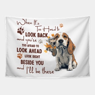 Beagle When It's Too Hard to Look Back Tapestry