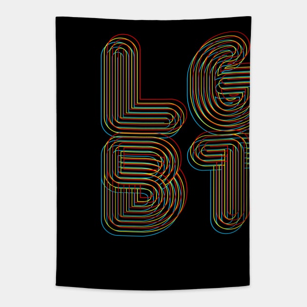 LGBT 70s Retro Style 3D Rainbow Outline Design Tapestry by DankFutura