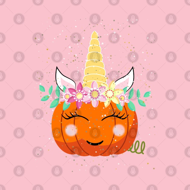 Halloween Pumpkin Glitter Unicorn by apparel.tolove@gmail.com