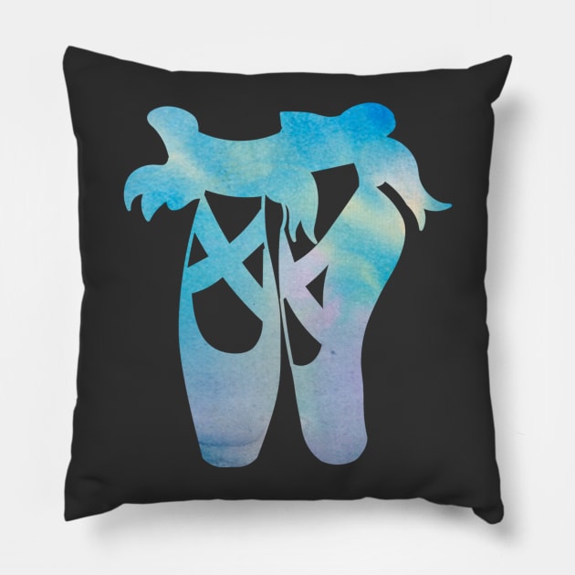 Ballet Watercolor Ballerina Dance Pointe Shoes Pillow by charlescheshire