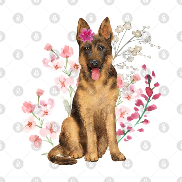 Floral German Shepherd by TrapperWeasel