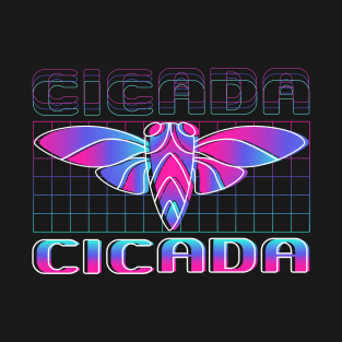 Retro Vintage Vaporwave Cicada Glitch T-Shirt