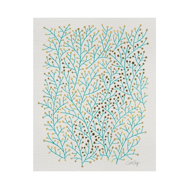 Berry Branches - Gold Turquoise by CatCoq